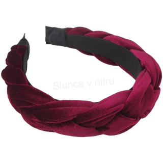 Sametová pletená čelenka Burgundy (H822)