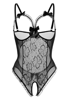 Tuopuda černé Babydoll krajkové negližé – velikost L (K765)