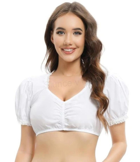 Halenka Vancavoo Dirndl – bílá krajka, krátký rukáv, transparentní elegance – velikost 2XL (K777)