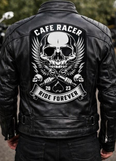 Moto vinylová nášivka Cafe Racer Ride Forever - 25 x 15 cm (C925)
