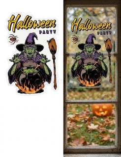Halloween okenní folie Čarodějnice s kotlíkem 30 × 20 cm (E1194)
