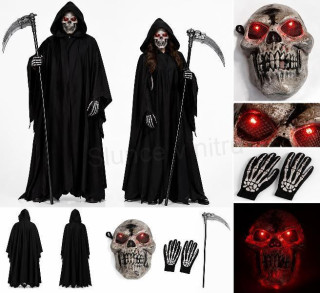 Halloween dětský kostým Smrťák se svítící lebkou 120–130 cm (W306)