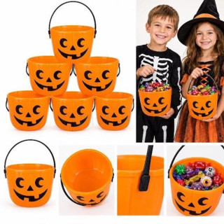 Halloweenský dýňový kbelík na sladkosti 14,5 cm (D1254)
