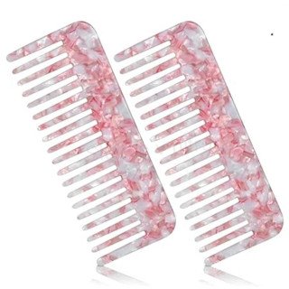 Hřeben na kadeře se širokými zuby růžovo-bílý 15,8 cm (H836)