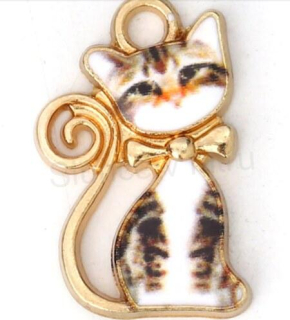 Pozlacený přívěsek kočička, kočka 14 x 21 mm (AA122)