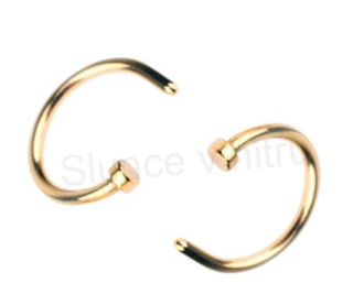 Piercing do nosu z chirurgické oceli 10 mm zlatý (BB113)