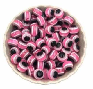 Plastový korálek Oko 6 mm | tmavě růžové (AC125)