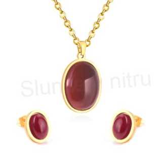 Luxusní pozlacená Onyxová souprava šperků z chirurgické oceli (BS3)