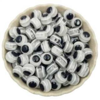 Plastový korálek Oko 6 mm | bílé (AC128)