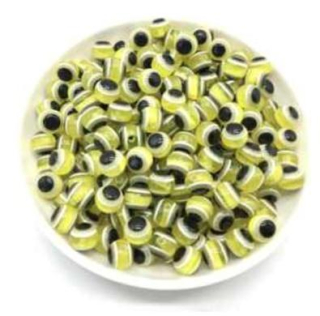 Plastový korálek Oko 6 mm | žluté (AC130)
