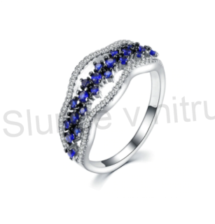 Postříbřený dámský prsten se zirkony (BP117)