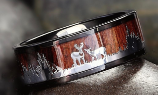 Pánský černý wolframový lovecký prsten  (BP129)