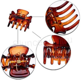 Menší střední skřipce do vlasů, hnědo průhledné  3 x 2,3 cm (H11)