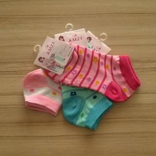 Dívčí bavlněné kotníkové ponožky 3 páry - vel.27-30 (W91)
