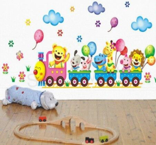 Dětská samolepka Vláček plný zvířátek (E27)