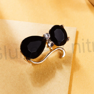 Brož s kamínky Swarovski Elements Kočka (HB2)