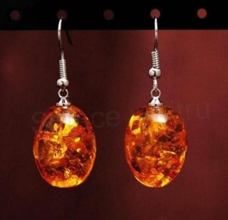 Dlouhé náušnice s imitací jantaru (BB129)