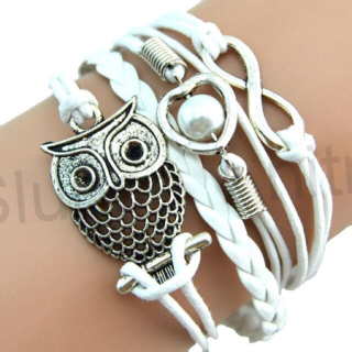 Pletený kožený náramek Sova (BC225)