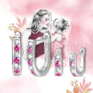 Postříbřené naušnice dvoubarevné se zirkony sada (BE40)