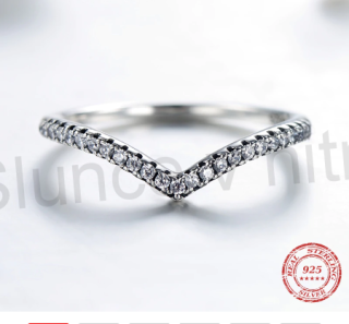 Postříbřený prsten do V, Vlna Přaní (BE45)