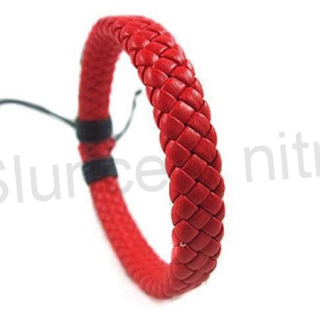 Kožené náramky nastavitelné červený (BC22)