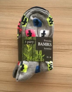 Bambusové ponožky Komfort 3 páry - vel.35 - 38 (K94)