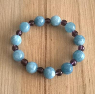 Minerální náramek chalcedon a ametyst (BC239)