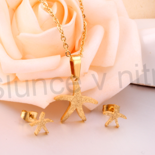 Pozlacená souprava šperků z chirurgické oceli hvězdička, hvězda (BS11)