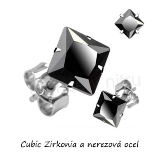 Puzetové naušnice s chirurgické oceli se zirkonem 4 mm černé (BB143)