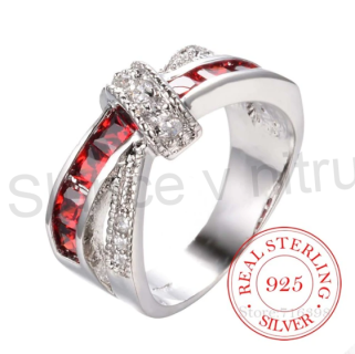 Postříbřený prsten s křišťály a drahokamy (BE55) 