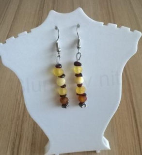 Jantarové náušnice s granátem (Baltský Jantar) (X43)