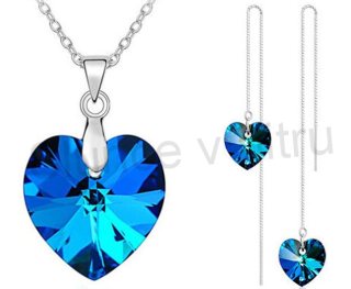 Postříbřená souprava šperků srdce, srdíčko se Swarovski Elements (BE67)