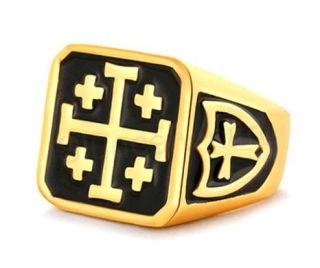 Pánský pozlacený prsten s křížem (BP6)