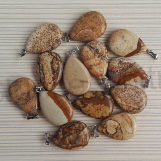 Přívěšek Jaspis obrázkový kapka (X96)