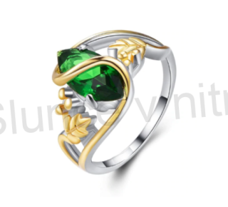 Pozlacený prsten se  Smaragdem  (BP216)