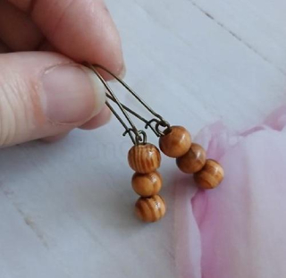 Dřevěné náušnice z chirurgické oceli (BB155)