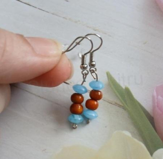 Dřevěné náušnice z chirurgické oceli (BB156)