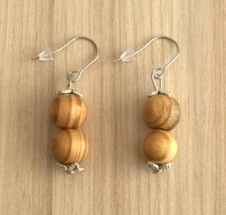 Dřevěné náušnice z chirurgické oceli (BB158)