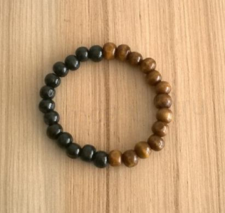 Etnický styl - Dřevěný korálkový náramek Jin a Jang (BC258)