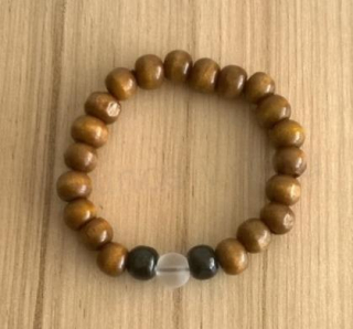 Etnický styl - Dřevěný korálkový náramek s křišťálem (BC265)