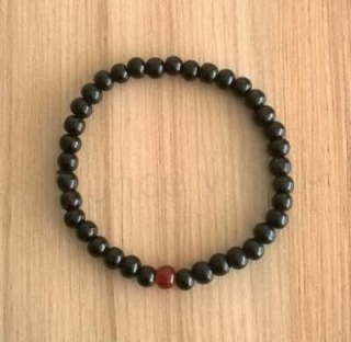 Etnický styl - Dřevěný korálkový náramek s achátem (BC283)