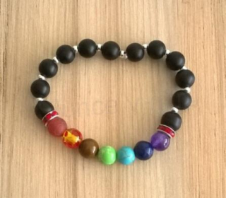 Čakrový náramek s korálky minerálů (BC298)