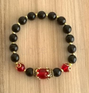 Minerální náramek onyx, granát (BC302)
