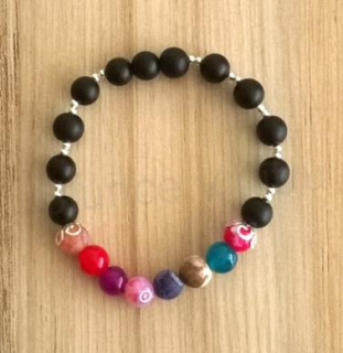 Minerální náramek achát s ozdobami (BC305)