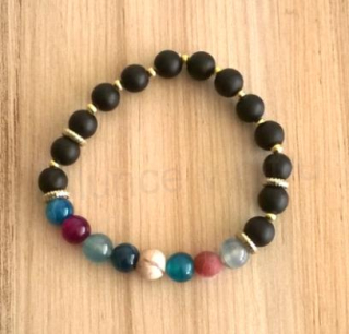 Minerální náramek achát s ozdobami (BC309)