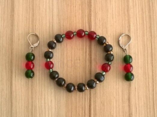 Minerální souprava šperků s granátem a dřevem (BS23)