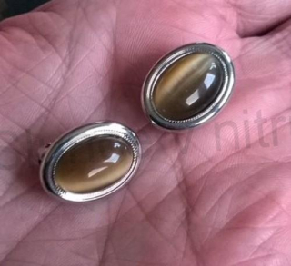 Náušnice klipsy s kočičím okem 15 x 19,2 mm (BB166)