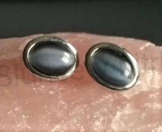 Náušnice klipsy s polodrahokamenem kočičí oko 17,8 x 13,5 mm (BB167)