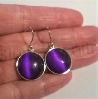 Náušnice z chirurgické oceli a polodrahokam kočičí oko  19,2 x 19,2 mm (BB171)