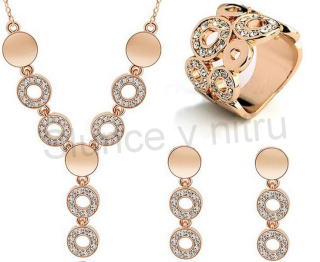 Pozlacená souprava šperků z chirurgické oceli a zirkony (BS24)